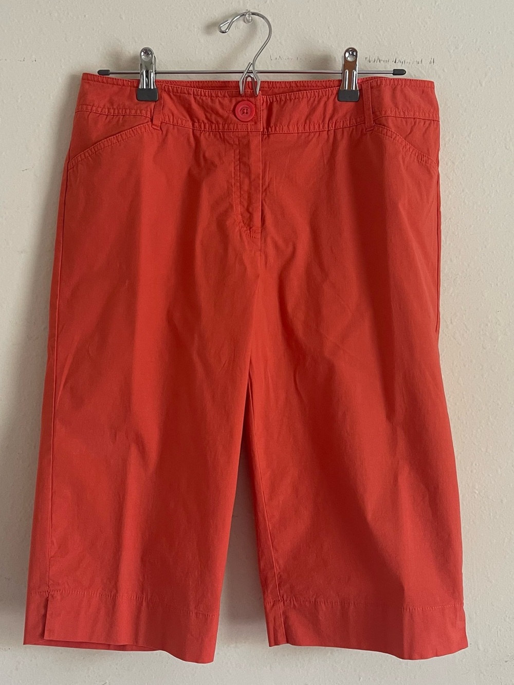 Petite Sophisticate Bright Coral Chino Capris